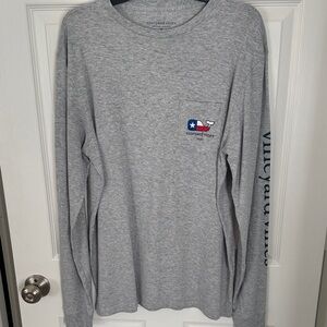 Vineyard Vines Men's Heather Gray Long Sleeve Texas Tee